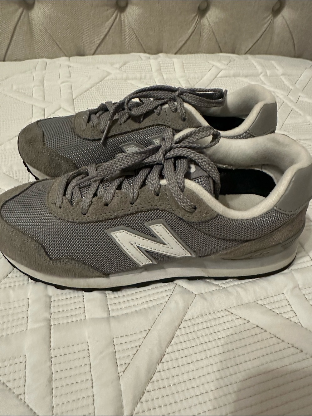 New Balance Gray and White 515 Women's Athletic Sneakers - Picture 5 of 8